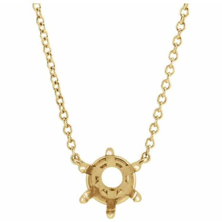 14K Yellow Gold 4.5 mm Round Solitaire 18" Necklace Mounting