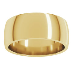 14K Yellow Gold 8 mm Lightweight Comfort-Fit Half Round Band Size 9