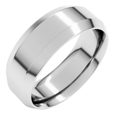 14K X1 White Gold 7 mm Beveled-Edge Comfort-Fit Flat Band Size 10