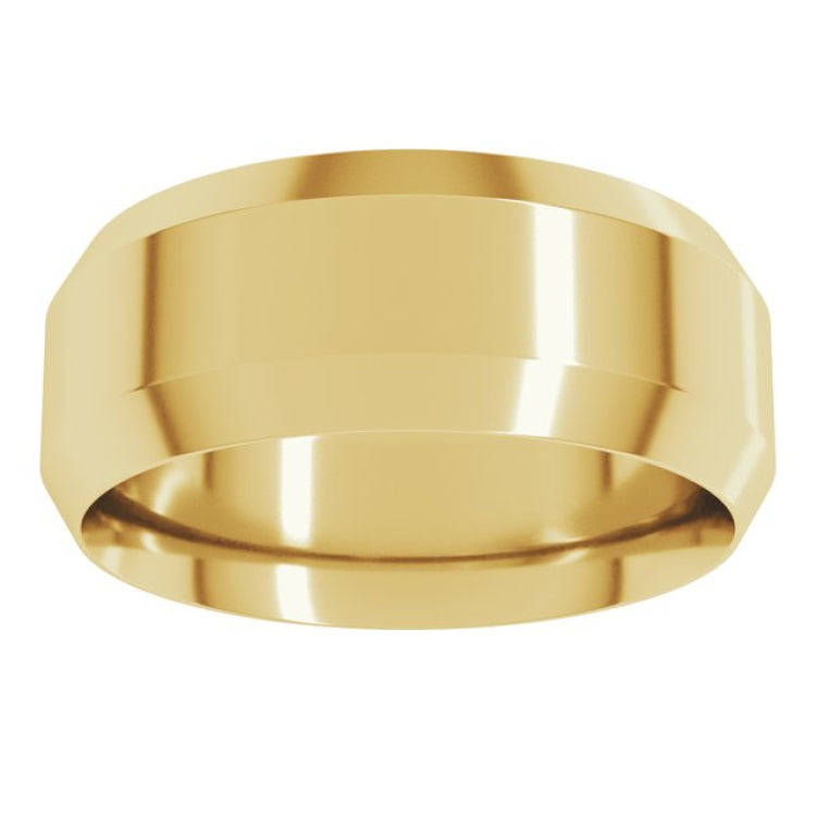 10K Yellow Gold 8 mm Beveled-Edge Comfort-Fit Flat Band Size 10.5