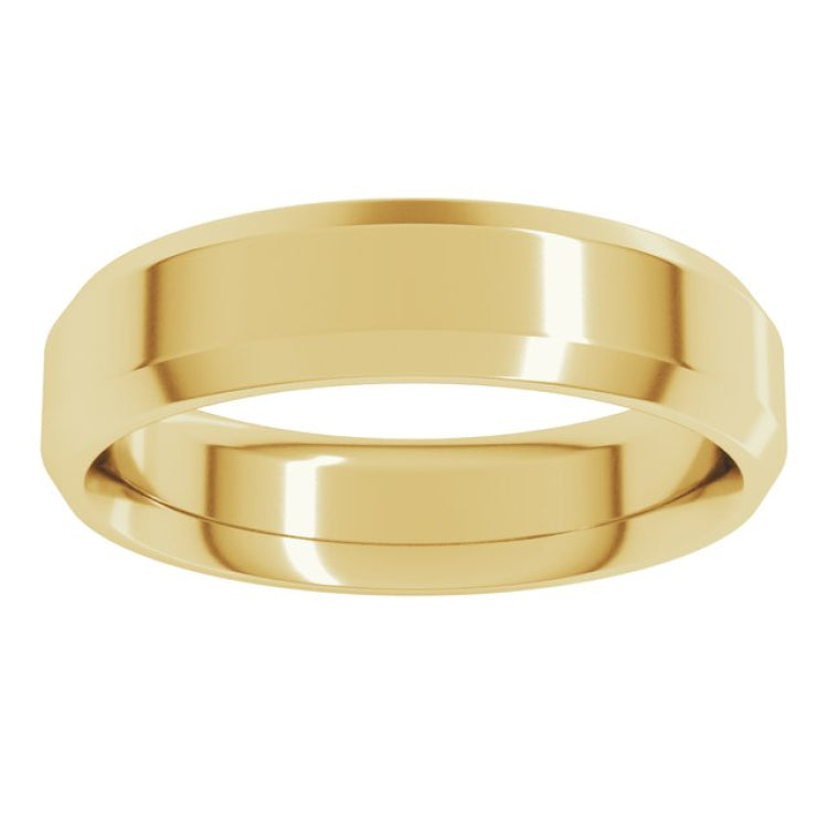 10K Yellow Gold 5 mm Beveled-Edge Comfort-Fit Flat Band Size 9.5
