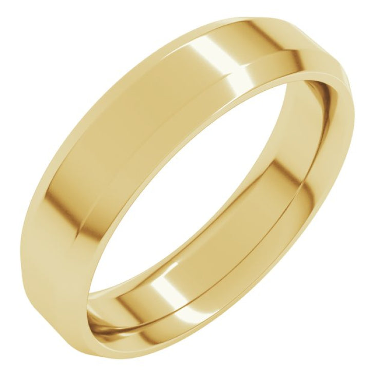 14K Yellow Gold 5 mm Beveled-Edge Comfort-Fit Flat Band Size 8.5