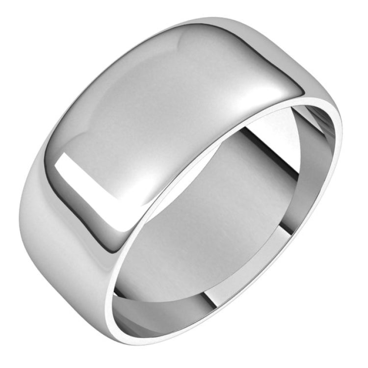 14K White Gold 8 mm Lightweight Half Round Band Size 11