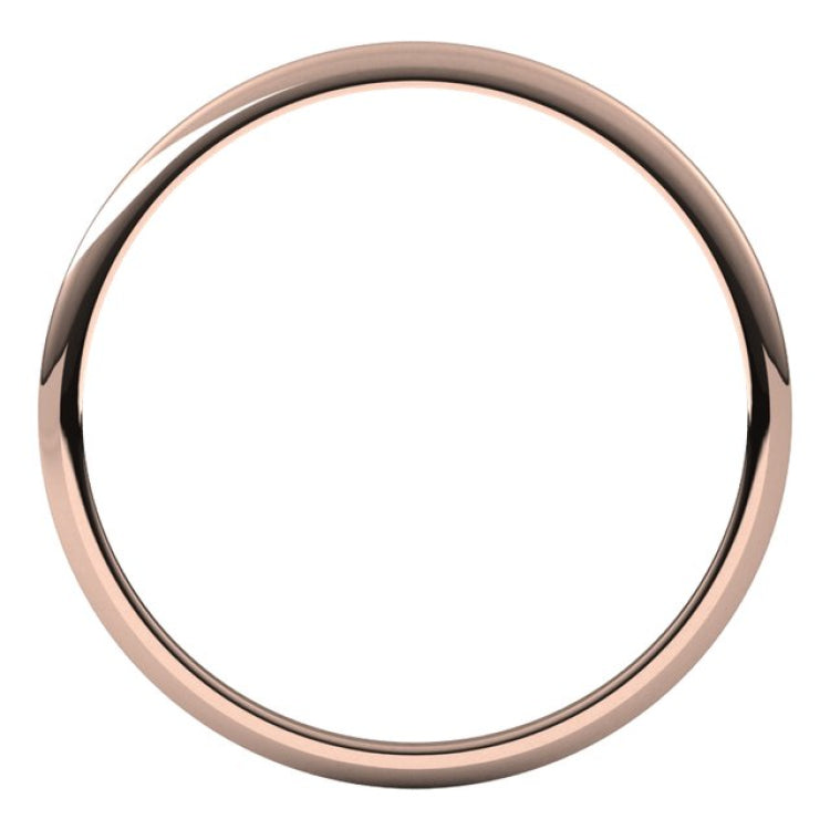 14K Rose Gold 1 mm Lightweight Half Round Band Size 6