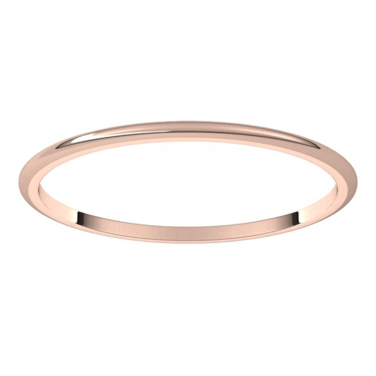 14K Rose Gold 1 mm Lightweight Half Round Band Size 6