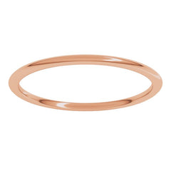 14K Rose Gold 1 mm Lightweight Comfort-Fit Half Round Band Size 5