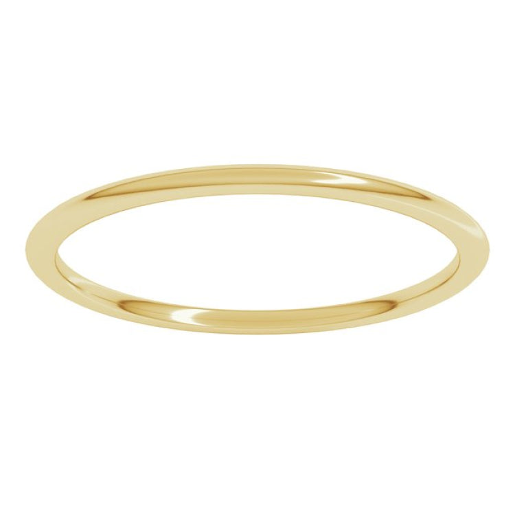 14K Yellow Gold 1 mm Lightweight Comfort-Fit Half Round Band Size 7.5