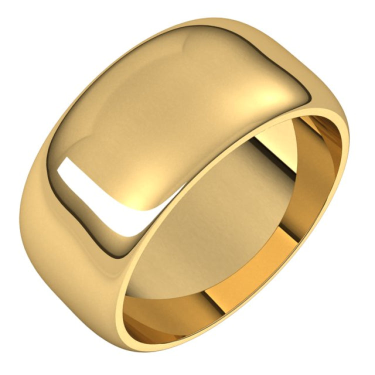14K Yellow Gold 9 mm Half Round Band Size 7.5