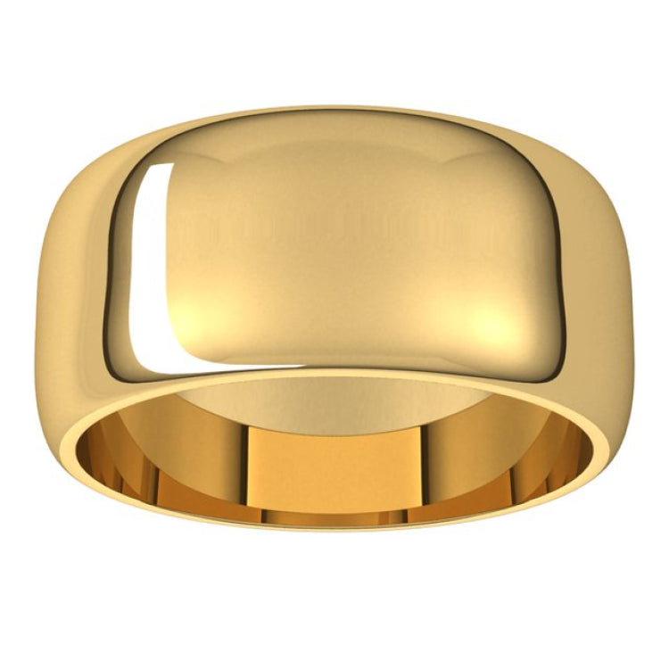 14K Yellow Gold 9 mm Half Round Band Size 9