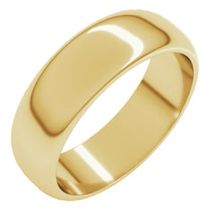 18K Yellow Gold 6 mm Half Round Band Size 10.5