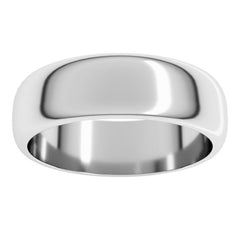 14K White Gold 6 mm Half Round Band Size 10.5