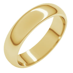 10K Yellow Gold 5 mm Half Round Band Size 6.5