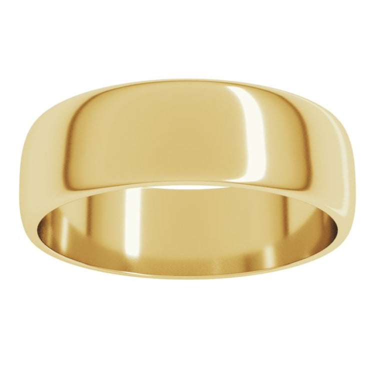 14K Yellow Gold 6 mm Lightweight Half Round Band Size 12.5