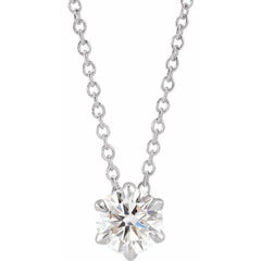 14K White Gold 1/2 CT Lab-Grown Diamond Solitaire 16-18" Necklace