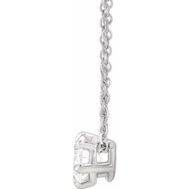 14K White Gold 1/2 CT Lab-Grown Diamond Solitaire 16-18" Necklace