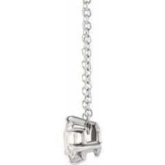 14K White Gold 5/8 CT Lab-Grown Diamond Solitaire 16-18" Necklace
