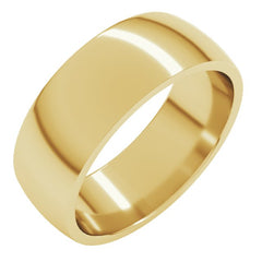 10K Yellow Gold 7 mm Lightweight Comfort-Fit Half Round Band Size 10.5