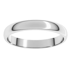 10K White Gold 3 mm Lightweight Half Round Band Size 8