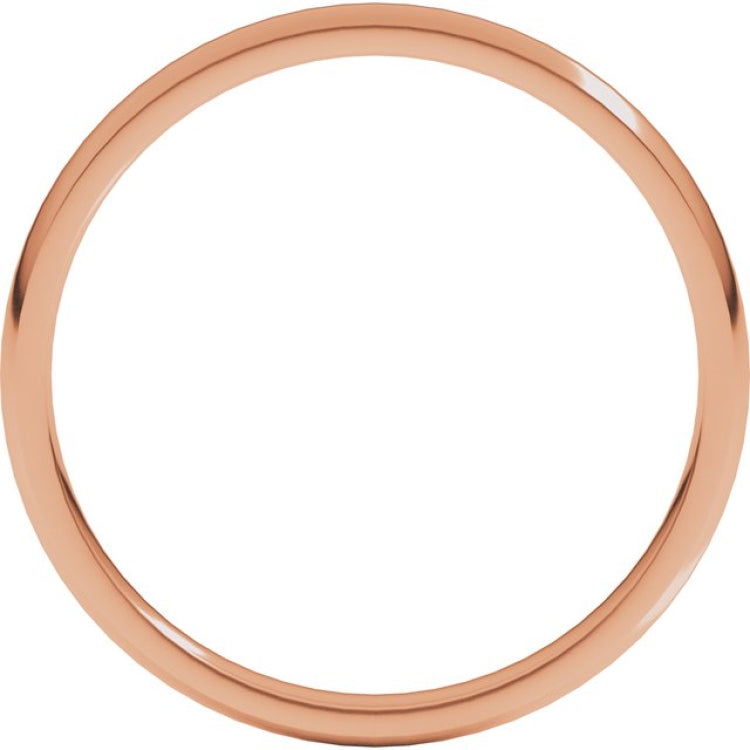 14K Rose Gold 2 mm Lightweight Comfort-Fit Half Round Band Size 5