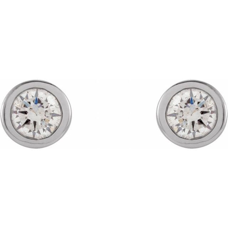 14K White Gold .05 CTW Natural Diamond Micro Bezel-Set Earrings