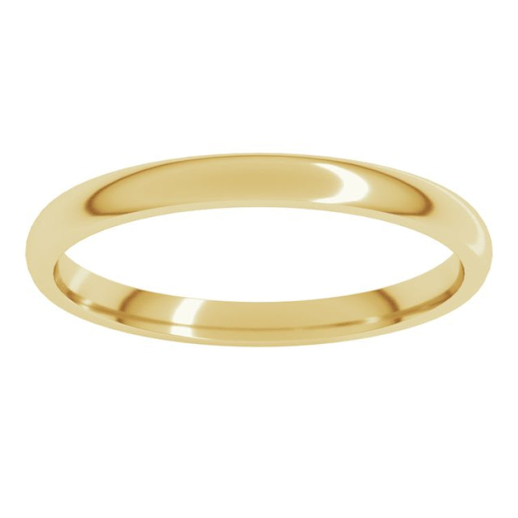 14K Yellow Gold 2 mm Lightweight Comfort-Fit Half Round Band Size 5