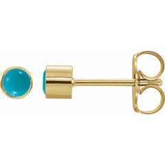 14K Yellow Gold Natural Turquoise Bezel-Set Earring