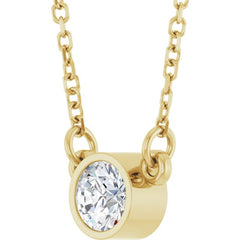 14K Yellow Gold Stuller Lab-Grown Moissanite Solitaire 18" Necklace