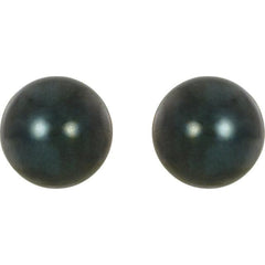 14K Yellow Gold 7 mm Cultured Black Akoya Pearl Earrings