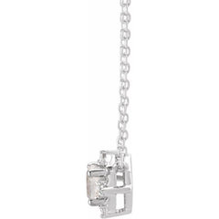 Sterling Silver Lab-Grown White Sapphire & .04 CTW Natural Diamond Halo-Style 18" Necklace