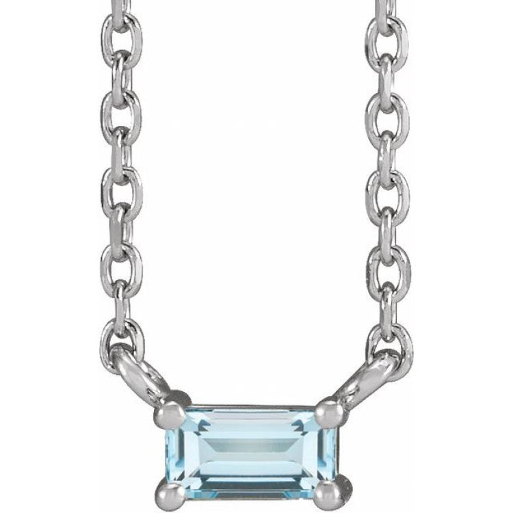 Sterling Silver Natural Sky Blue Topaz Solitaire 18" Necklace