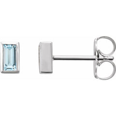 14K White Gold Natural Sky Blue Topaz Bezel-Set Earrings