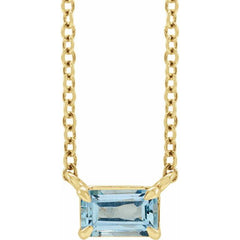 14K Yellow Gold Natural Aquamarine 18" Necklace