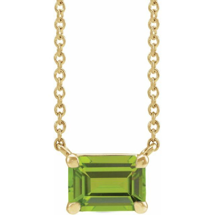14K Yellow Gold Natural Peridot 18" Necklace