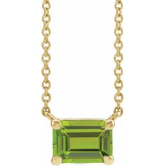 14K Yellow Gold Natural Peridot 18" Necklace