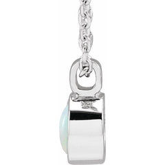 Sterling Silver Natural White Opal Bezel-Set 16-18" Necklace