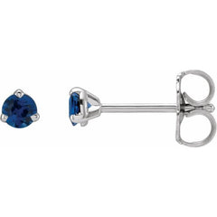 14K White Gold 3 mm Natural Blue Sapphire Earrings