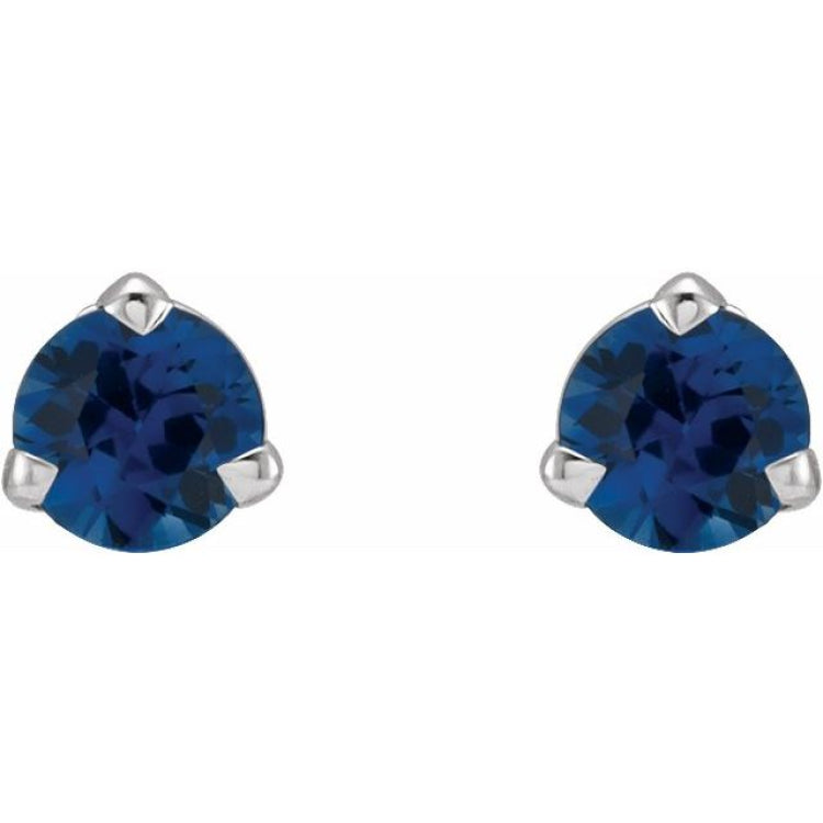 14K White Gold 3 mm Natural Blue Sapphire Earrings
