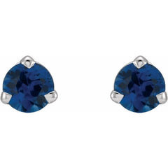 14K White Gold 3 mm Natural Blue Sapphire Earrings