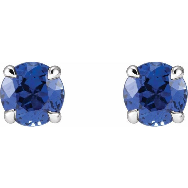 14K White Gold Lab-Grown Blue Sapphire Earrings