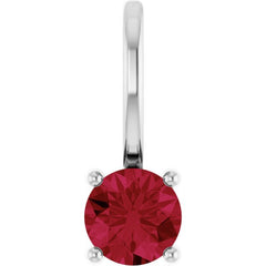 Sterling Silver Imitation Ruby Solitaire Charm/Pendant