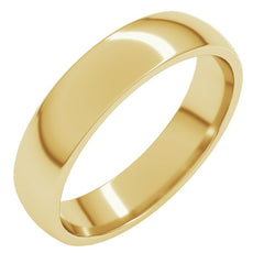 18K Yellow Gold 4.5 mm Lightweight Comfort-Fit Half Round Band Size 10