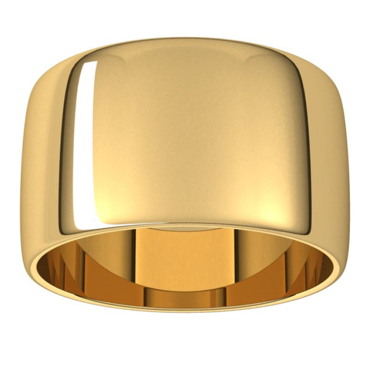 14K Yellow Gold 11 mm Lightweight Half Round Band Size 7.5