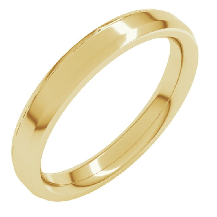 18K Yellow Gold 3 mm Beveled-Edge Comfort-Fit Flat Band Size 6