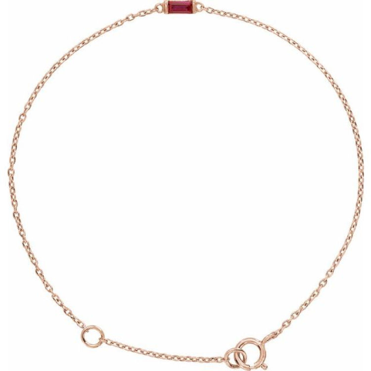 14K Rose Gold Natural Ruby 6 1/2-7 1/2" Bracelet
