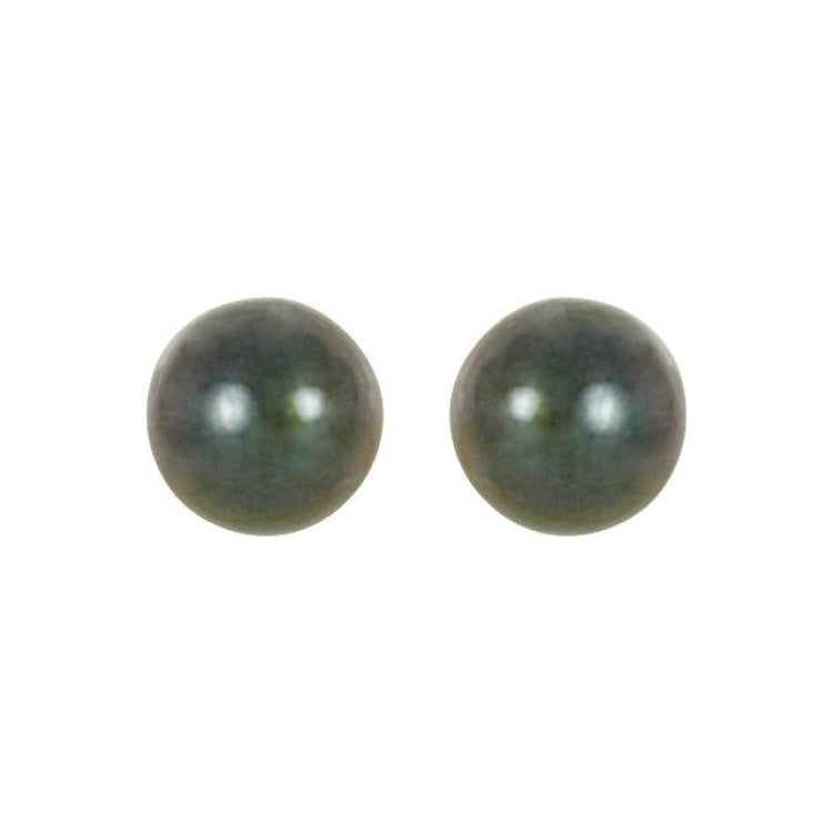 14K Yellow Gold 4 mm Cultured Black Akoya Pearl Earrings
