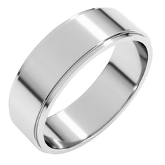 14K White Gold 6 mm Stepped-Edge Flat Band Size 10
