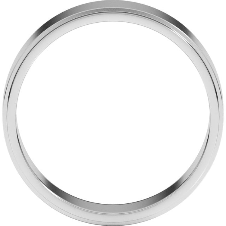 14K White Gold 6 mm Stepped-Edge Flat Band Size 10
