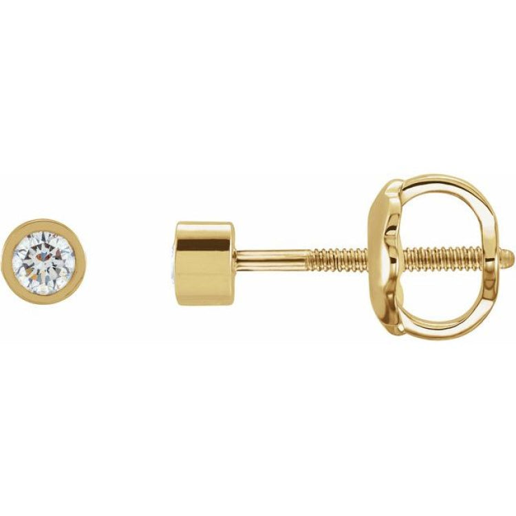 14K Yellow Gold 1/10 CTW Natural Diamond Micro Bezel-Set Earrings