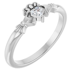14K White Gold Stuller Lab-Grown Moissanite™  Claddagh Ring