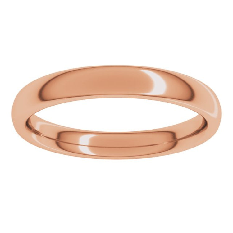 14K Rose Gold 3 mm Comfort-Fit European-Style Band Size 9.5
